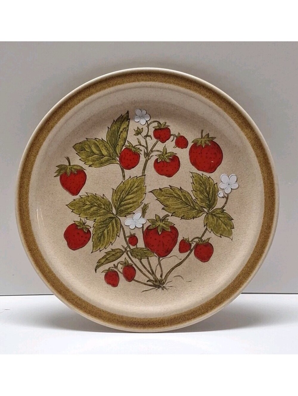 Vintage Country Living Stoneware Strawberry Patch 7 1/2" Round Salad Plate